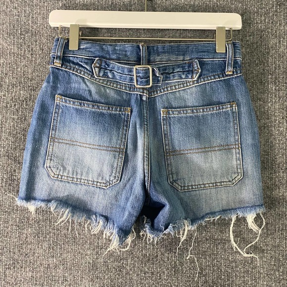 Free People Denim Shorts 24 Blue Jesse Carpenter Button Fly Distressed - Picture 4 of 16